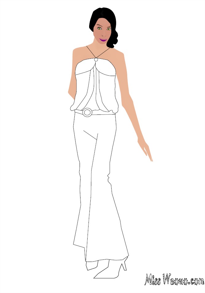 Coloriage miss pantalon